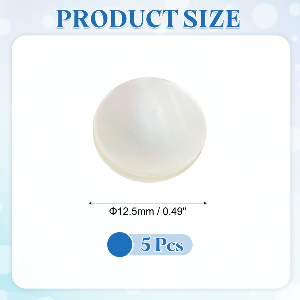 5Pcs Natural Shell Button, 12.5mm Shell Shank Buttons, Bright White/Silver