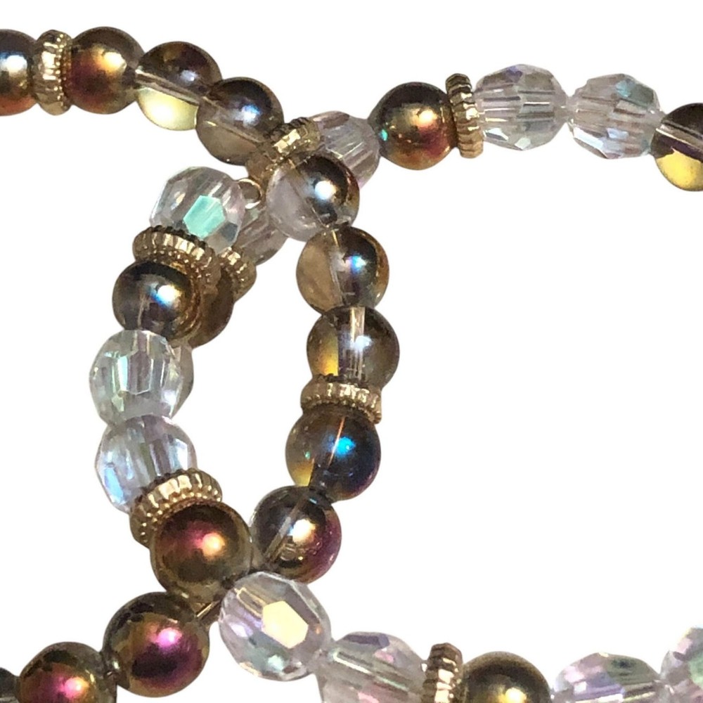 Beaded Bangle Bracelets Pair Handmade #1983