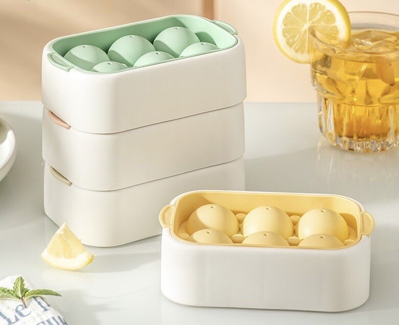 2pcs Freezer Ice Ball Maker Mold, 6 Round Ice Cube Tray, Color Random