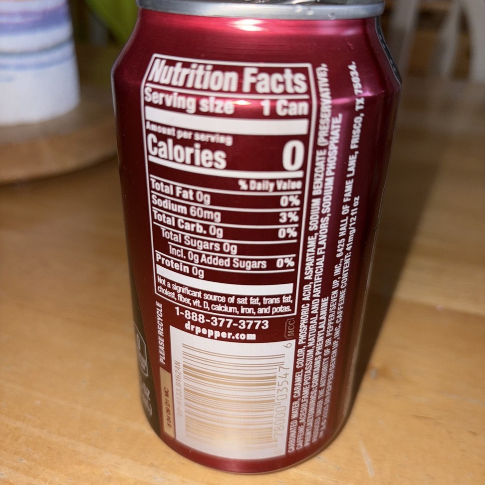 Dr. Pepper Zero Sugar 1 Empty Can