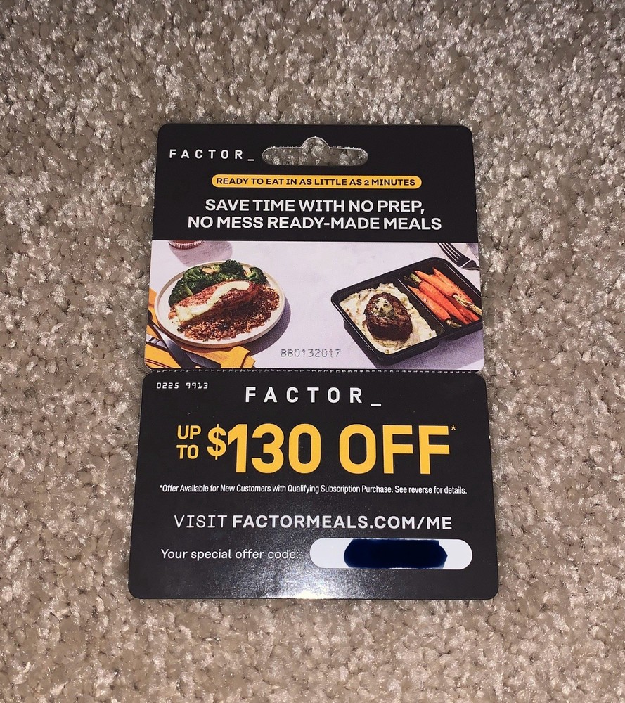 Factor Meals Delivery Card With Special Offer Code Up To $130 Off