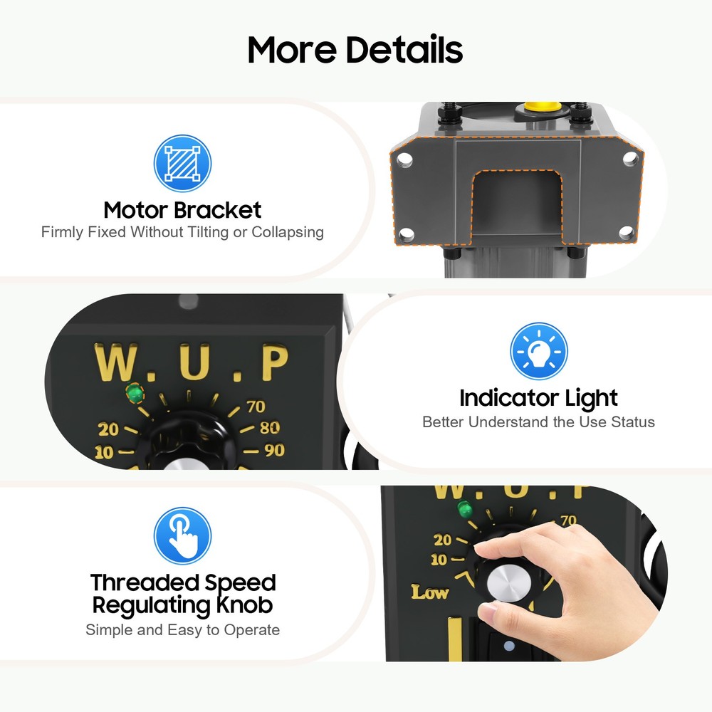 250W 110V AC Gear Motor with Variable Speed Controller and Bracket Single Phase