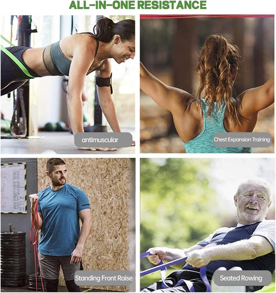 5 PCS Resistance Pull-Up Bands, Exercise & Stretching Bands 5-125LB