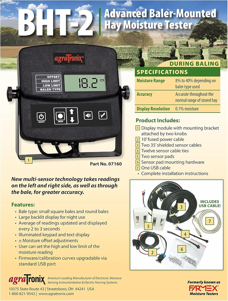 BHT-2 Advanced Baler-Mounted Hay Moisture Tester