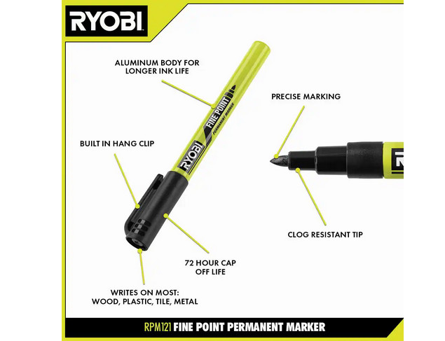Black Fine Point Permanent Marker – Industrial Workshop Tool Marker