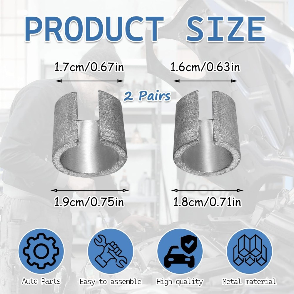 2 Pairs Universal Battery Post Terminal Shims, Car Silver