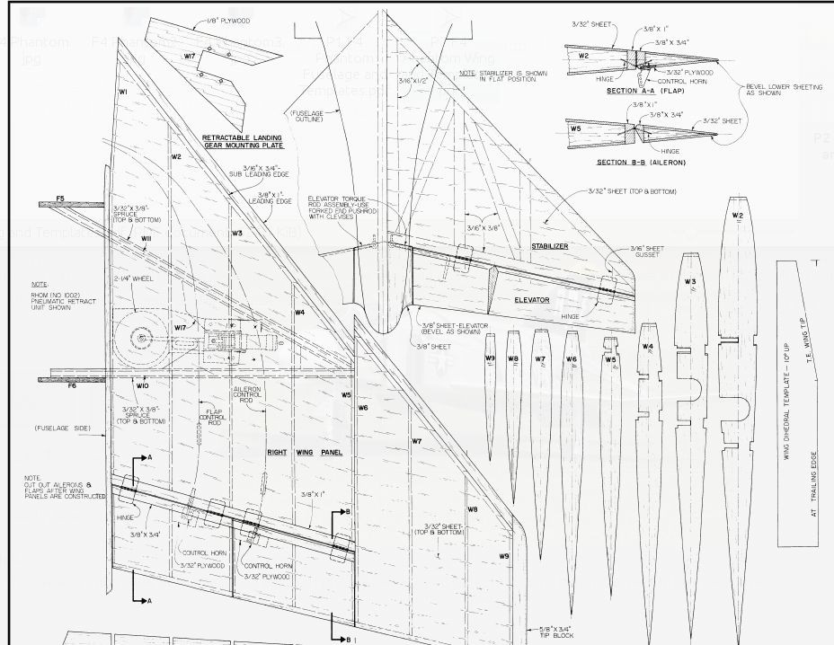 F-4 Phantom 1/5 scale Giant Scale RC AIrplane Printed Plans & Templates