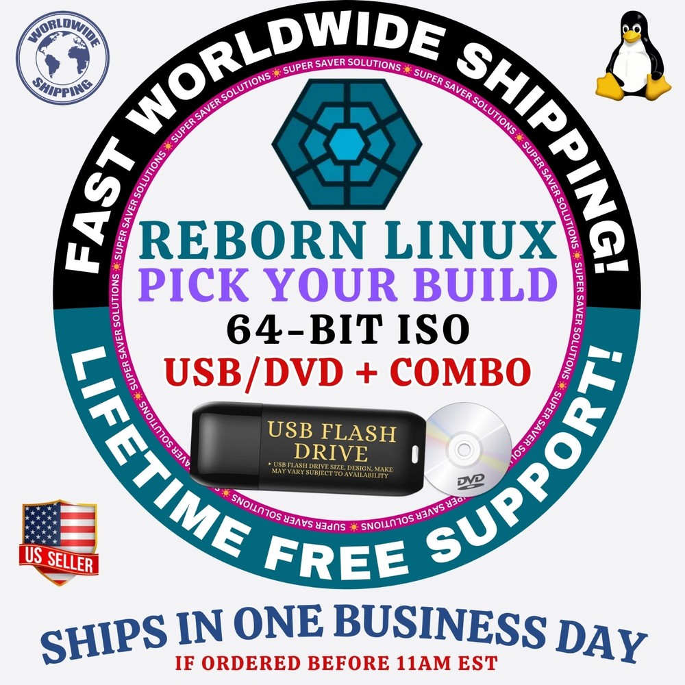 RebornOS Linux OS - LATEST VERSION - USB / LIVE DVD  MAC, PC