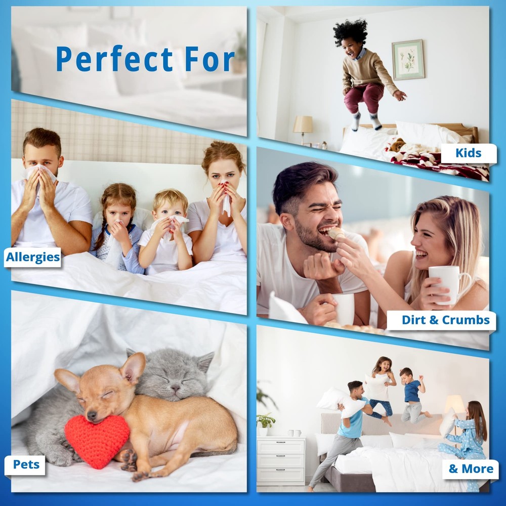 Premium 100% Cotton Zippered Pillow Protector - Standard Size - White - 2 Pac...