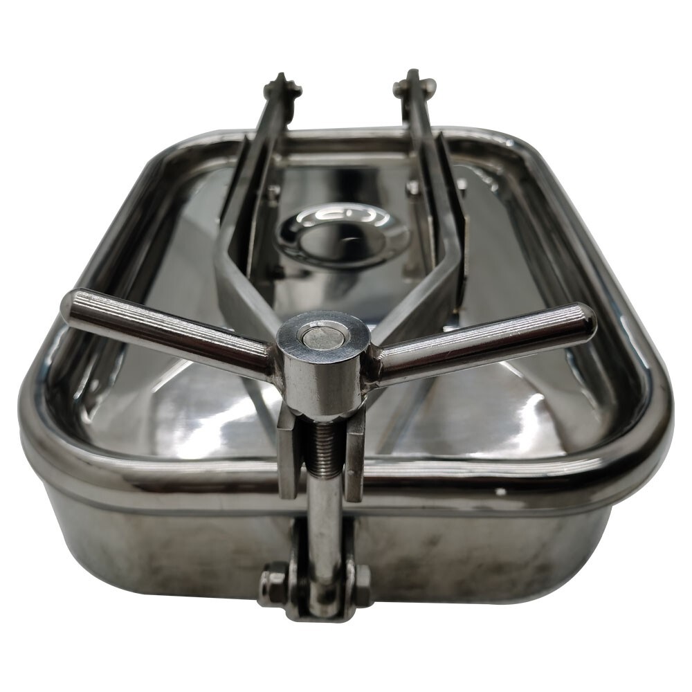 Sanitary Pressure Rectangular Manhole SS304 Manway Cover Tank Drink US Tool