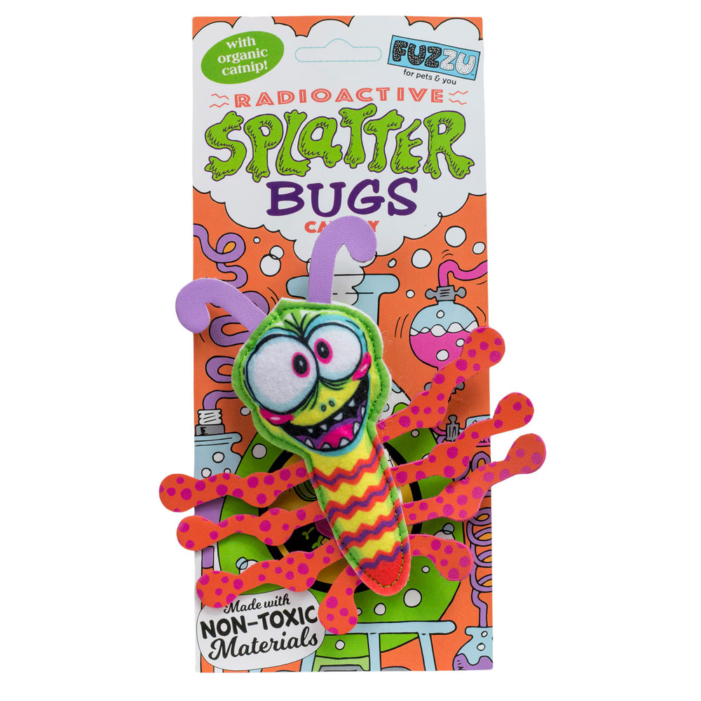 Fuzzu Organic Catnip Toy Radioactive Splatter Bug BLAST-O