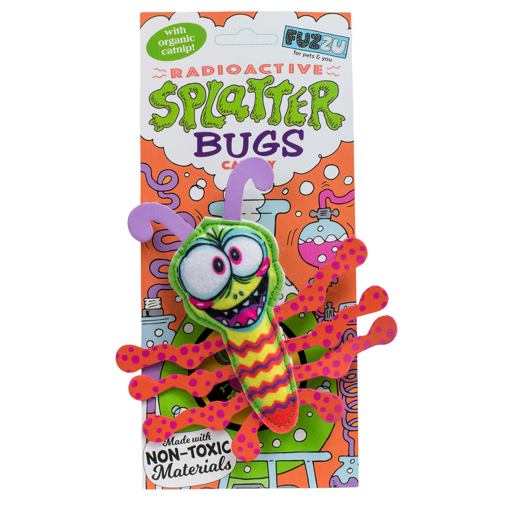 Fuzzu Organic Catnip Toy Radioactive Splatter Bug BLAST-O