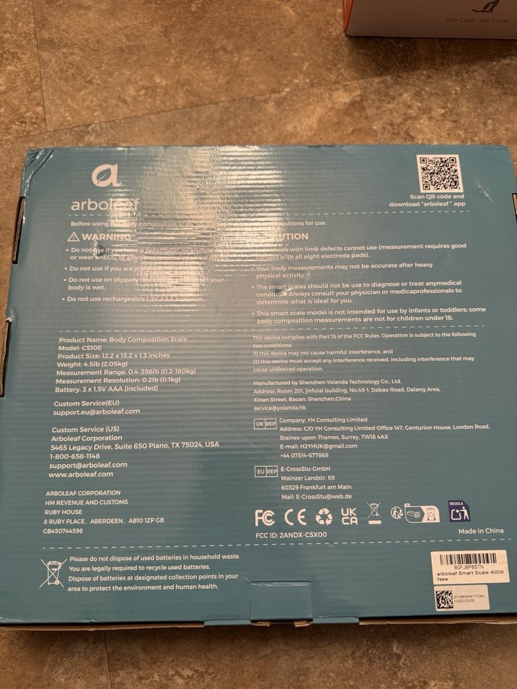 Arboleaf Body Composition Scale Bluetooth CS10E NEW Sealed
