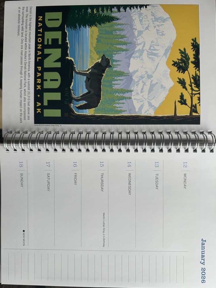 National Parks Weekly Planner