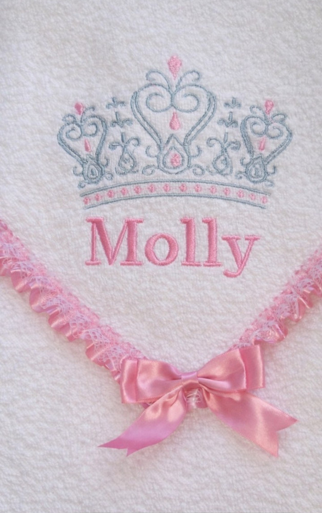 crown Personalised Name WHITE Baby's Shawl or plain
