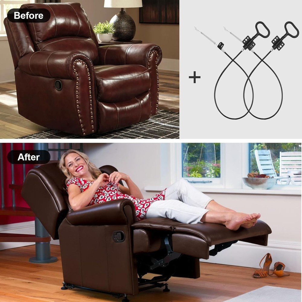 Sofa Recliner Cables, 2PCS Release Cables Replacement D Ring Pull Black