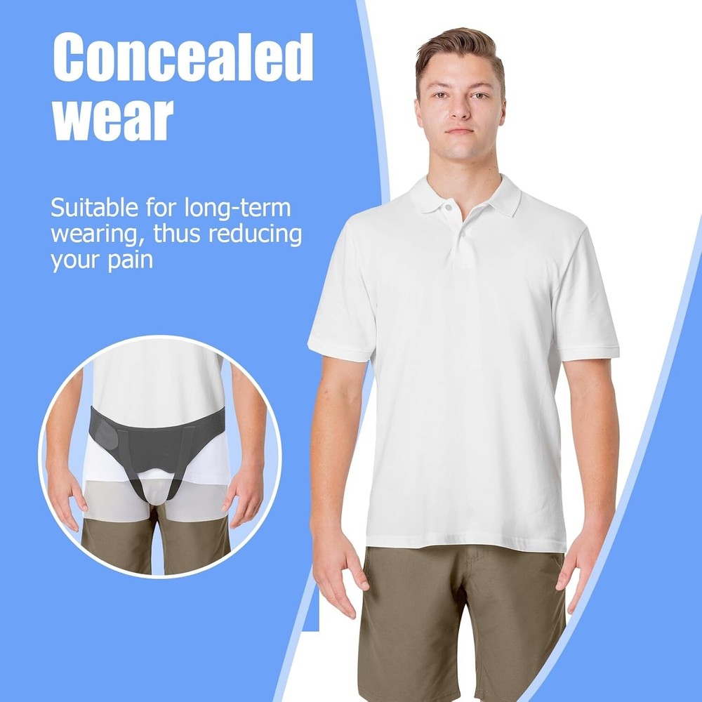 Hernia Support Belt for Men Truss for Inguinal with 2 Removable Compression Pads