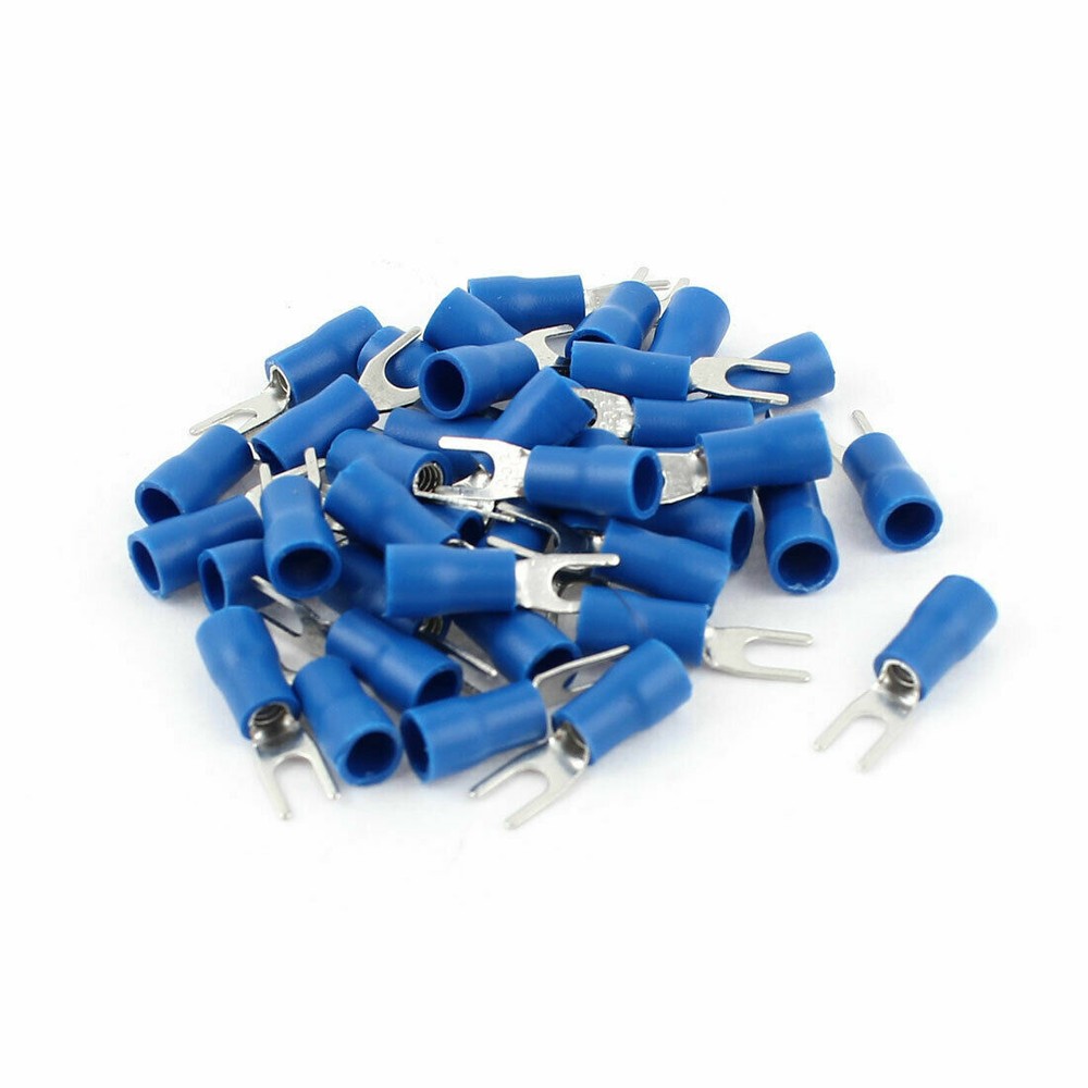 40PcsSV-2/3S16-14AWG Blue Insulated Fork Spade Terminals Electrical Connector✦KD