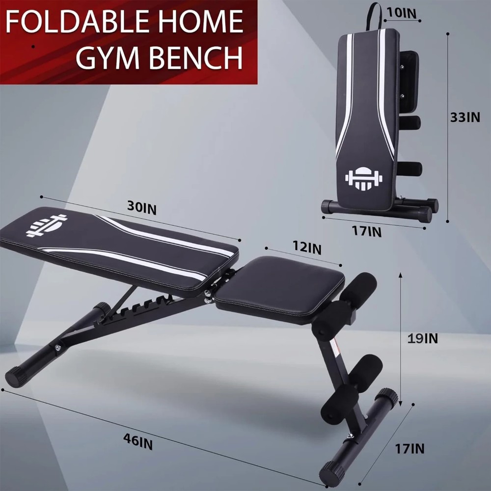 660LBS Olympic Foldable Weight Bench w/Fast 8 Adjustable Backrests for Home Gym