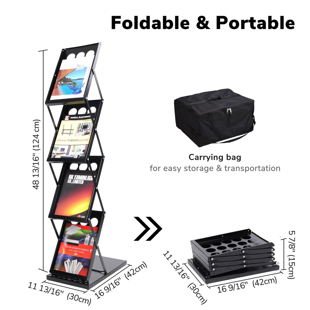 4-Holder Floor Standing Magazine Rack