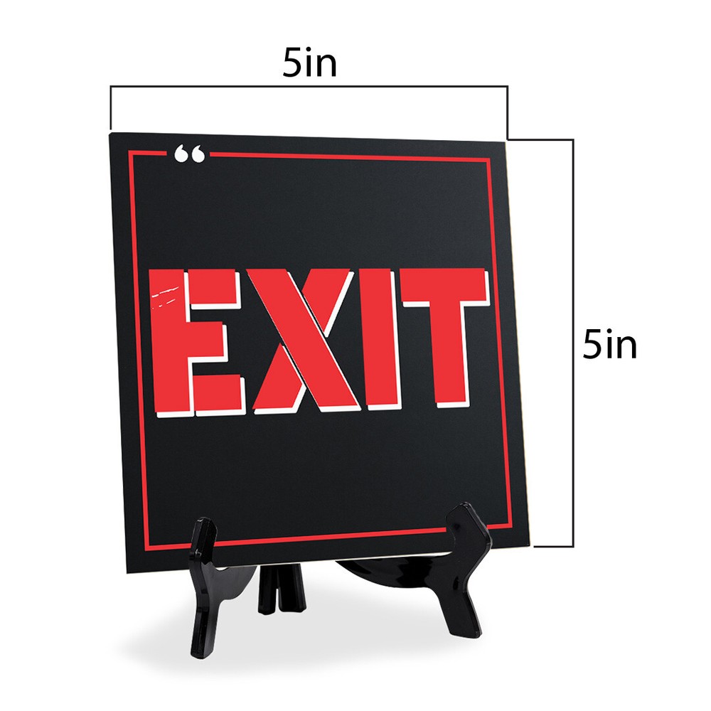 Exit 5"x 5" Square Table Sign With Acrylic Easel | Restaurant & Cafe Décor