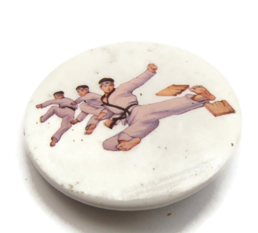 Karate Kid Kicking Breaking Board Pin Button