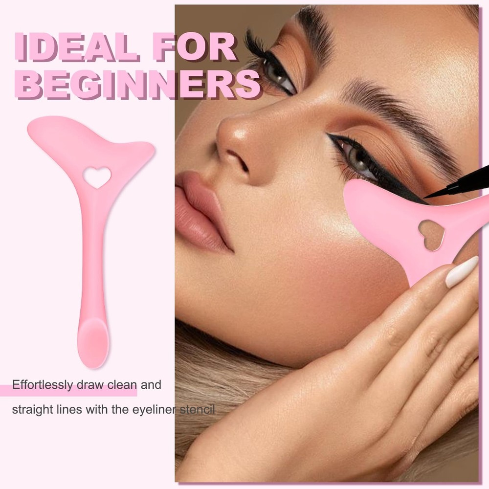 4Pcs Eyeliner Stencils, Silicone Winged Tip, Multifunctional Mascara Shield for