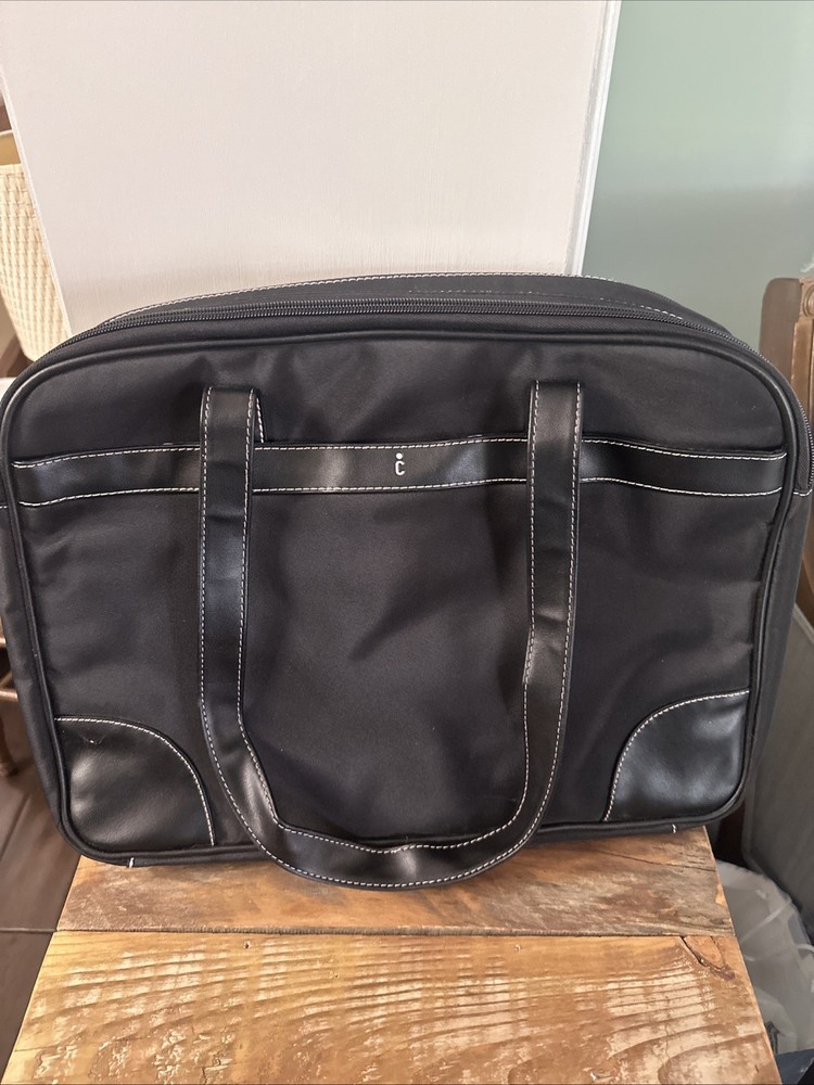 Black Nylon Three Compartment Laptop Bag