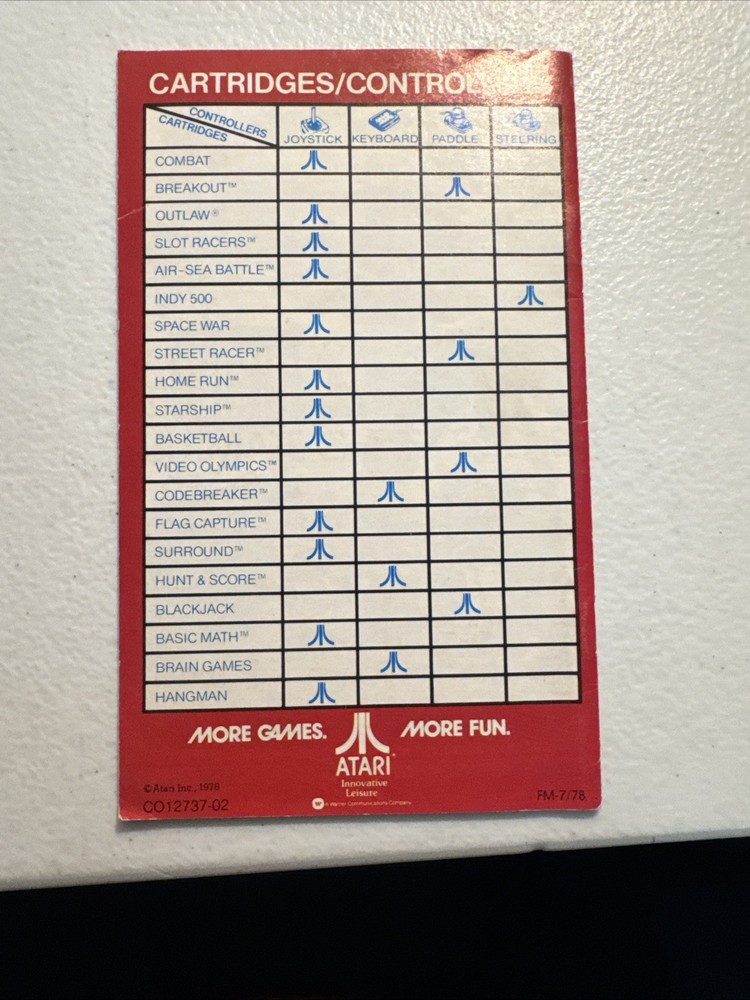 Atari Video Computer System Catalog Pamphlet 1978 Vintage