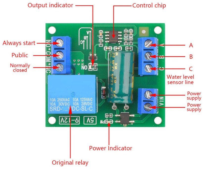 DC 12V Automatic Water Level Controller Module Tank Liquid Sensor Relay Board