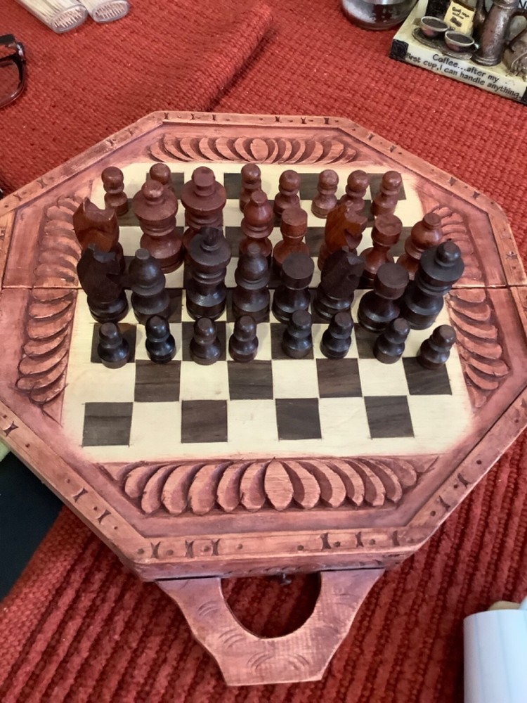 antique ? wooden hand carved chess set