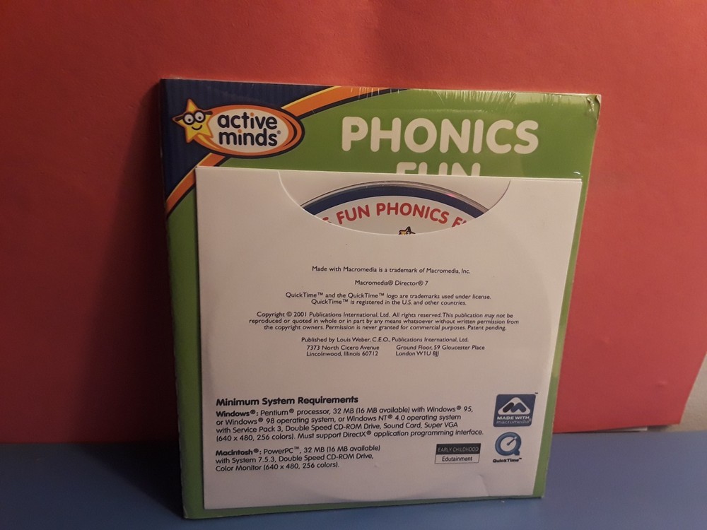 Active Minds: Phonics Fun (CD-Rom, 2001, Macromedia) New