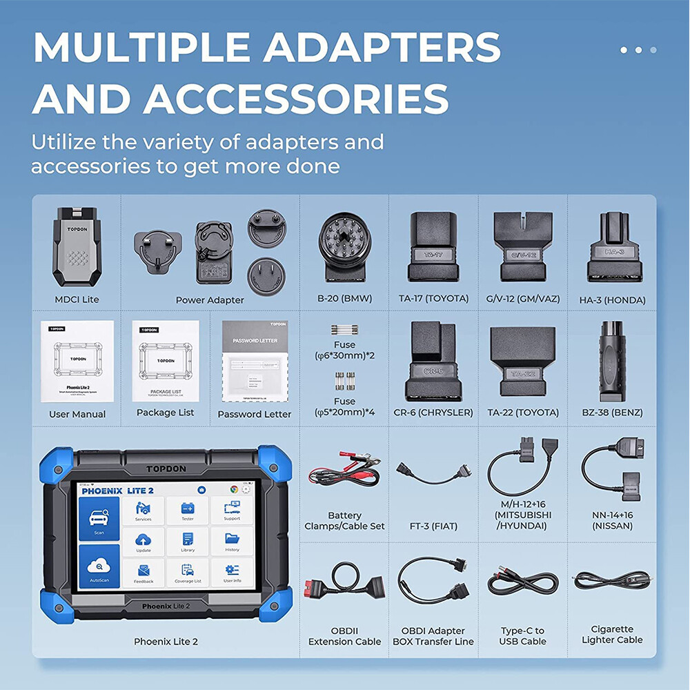 TOPDON Phoenix Lite 2 Bi-directional OBD2 Scanner Diagnostic Tool Key Coding