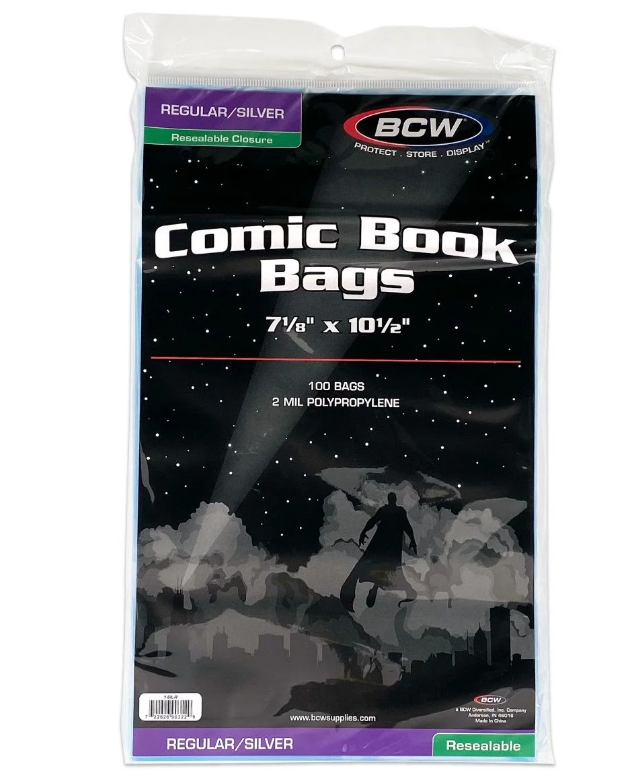 BCW Silver Comic Bags Resealable 100 CT. EA. 1-SIL-R