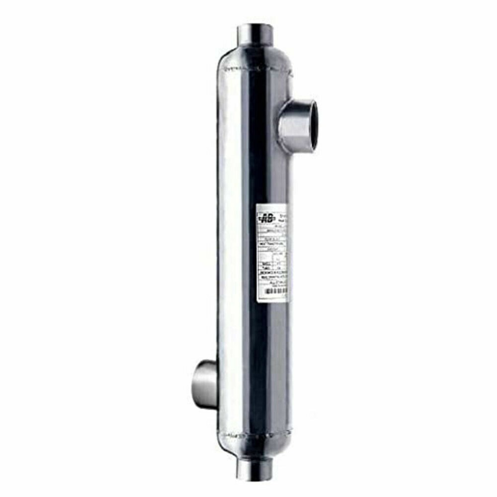 Pool Heat Exchanger 600kBtu Stainless Steel 316L Opposite Ports 2 1/2" & 2" FPT