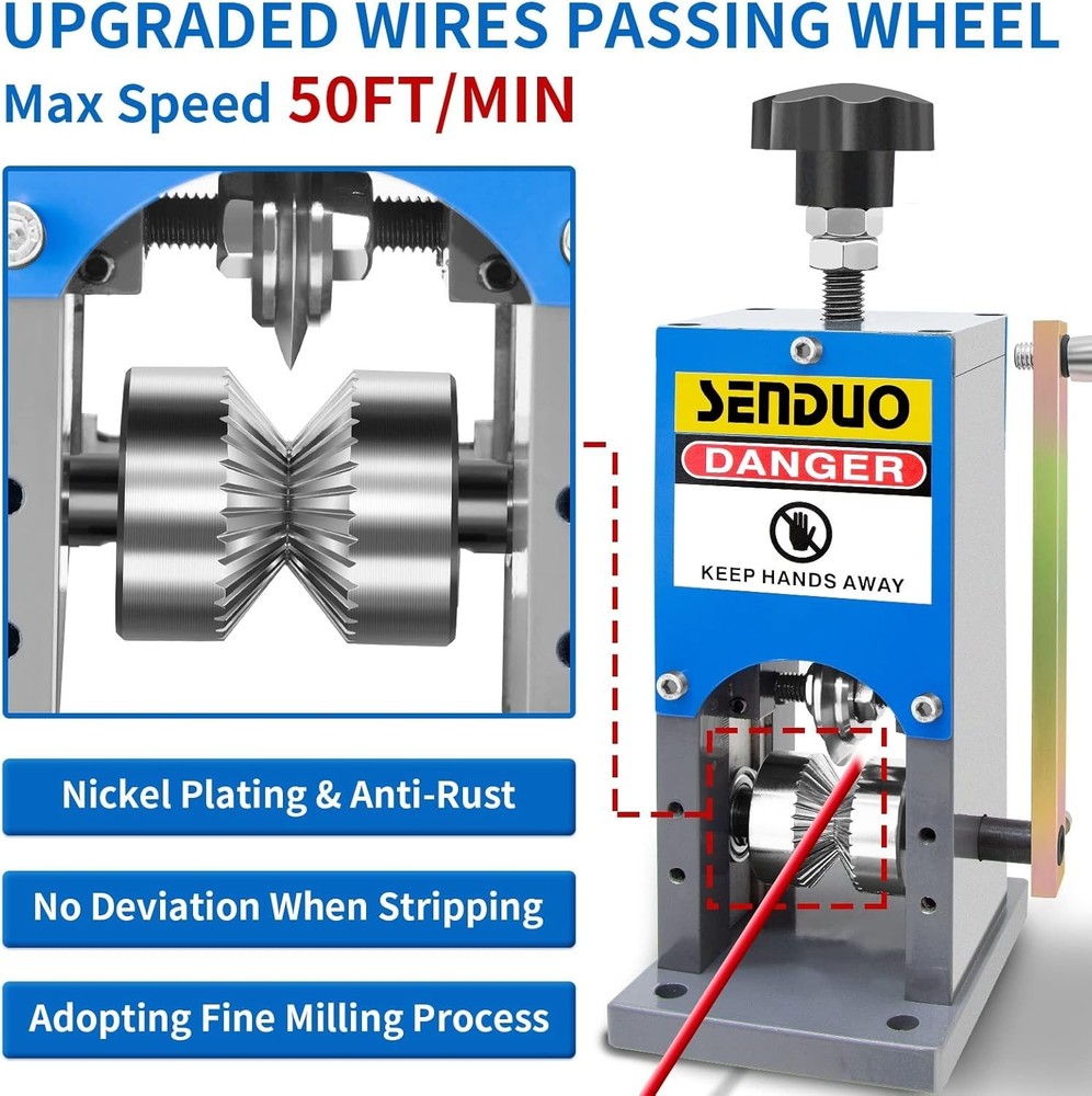 Reliable Wire Stripping Machine for Multiple Wire Types - Hand Crank & Drill