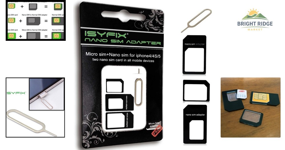 4-in-1 SIM Card Adapter Kit with Eject Tool for Nano Micro Standard Sizes