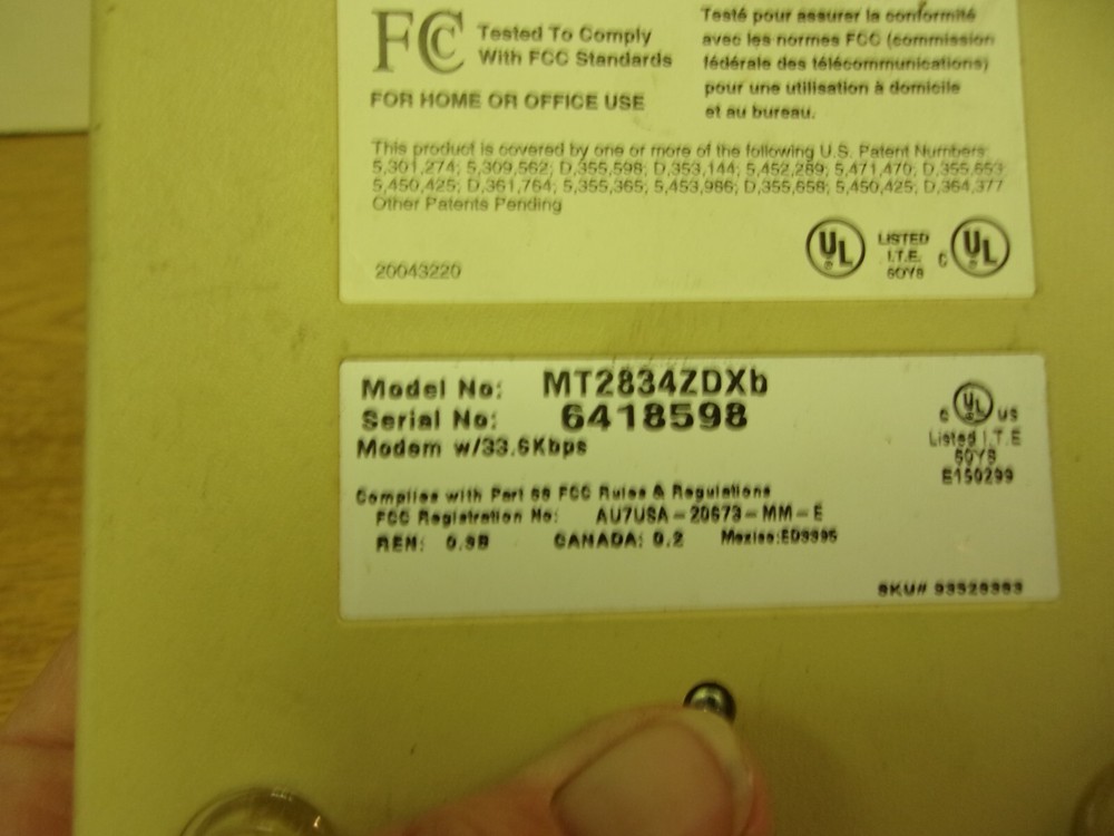 Multi Modem 33.6K Data/Fax Modem Model: MT2834ZDXB