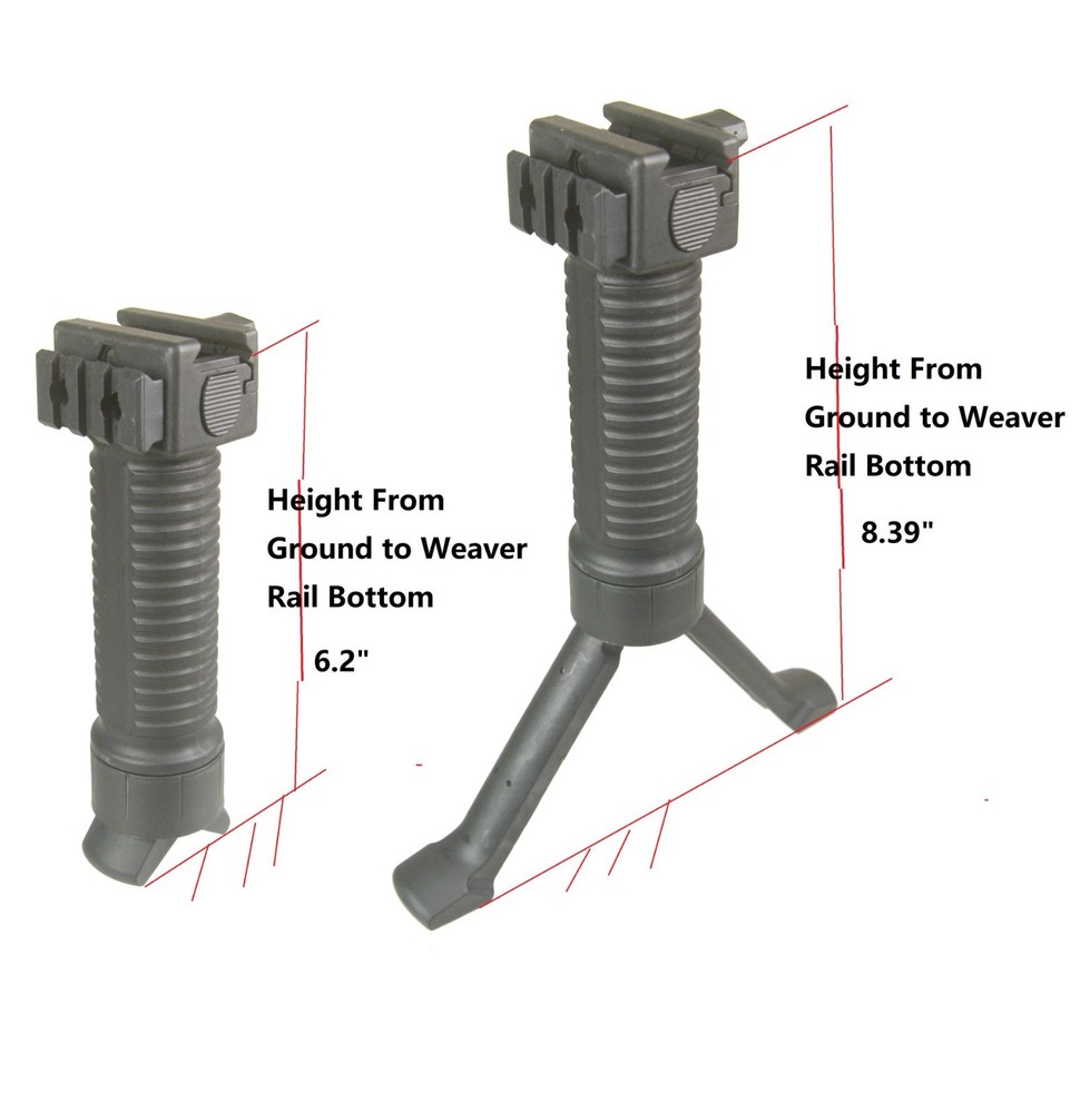 Polymer Spring Loaded Bipod Picatinny Rail Mount Black