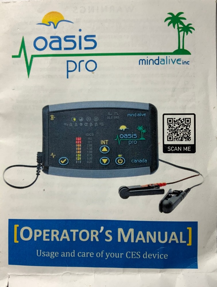 Mind Alive Oasis Pro CES Device w/ Ear Clips, Case & Manual – Tested – Canada