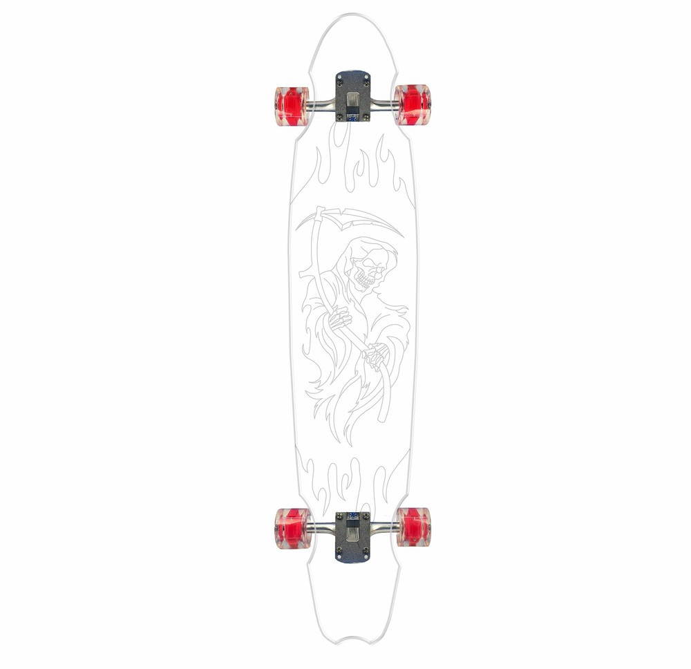 40" Ghost Wheel Cut Longboard with Grim Reaper Design