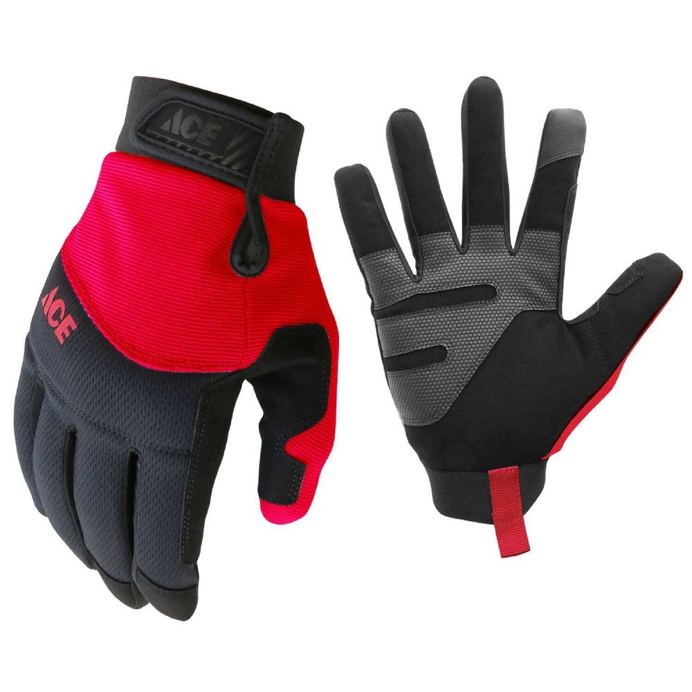 Ace 7011415 I-Mesh General Purpose Black/Red Performance Gloves - Medium 1Pair
