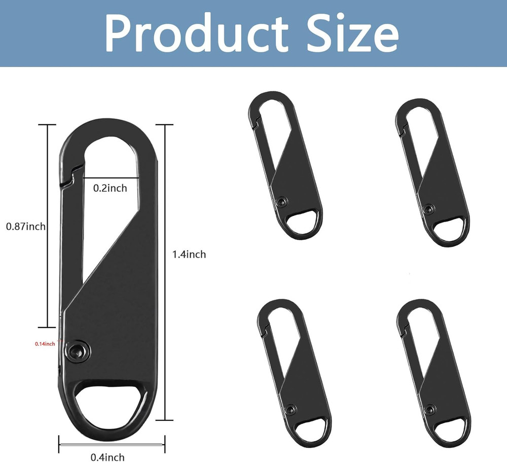 Zipper Pull, 6 PCS Replacement Metal Zipper Handle Mend Fixer Tab for Luggage, S