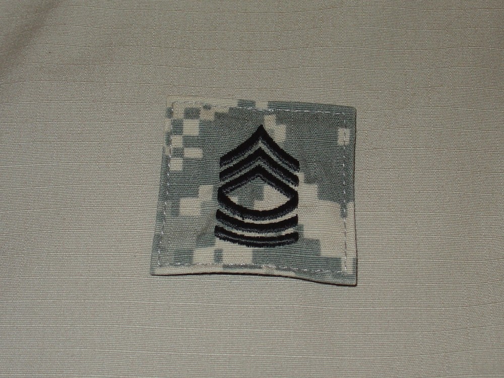 NEW US ARMY ACU RANK E-8 MASTER SERGEANT MSG UNIFORM PATCH TAB W/HOOK AIRSOFT