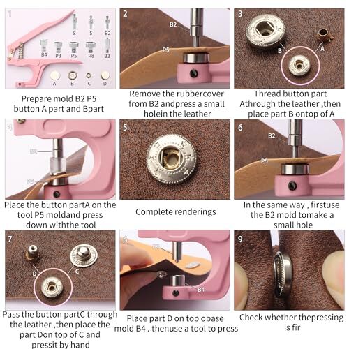 Snap Button Kit - Metal & Plastic Snap Buttons with Fastener Pliers Tool Kit