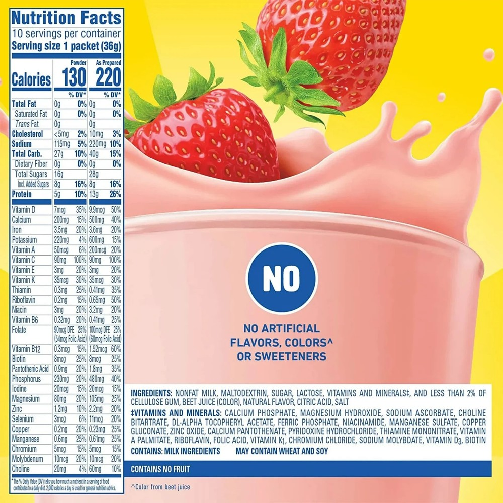Carnation Breakfast Essentials Powder Strawberry Sensation, 10C