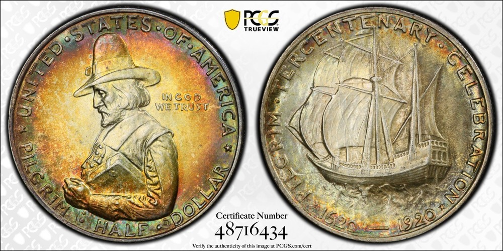 1920 Pilgrim PCGS Ms65 Monster Toned