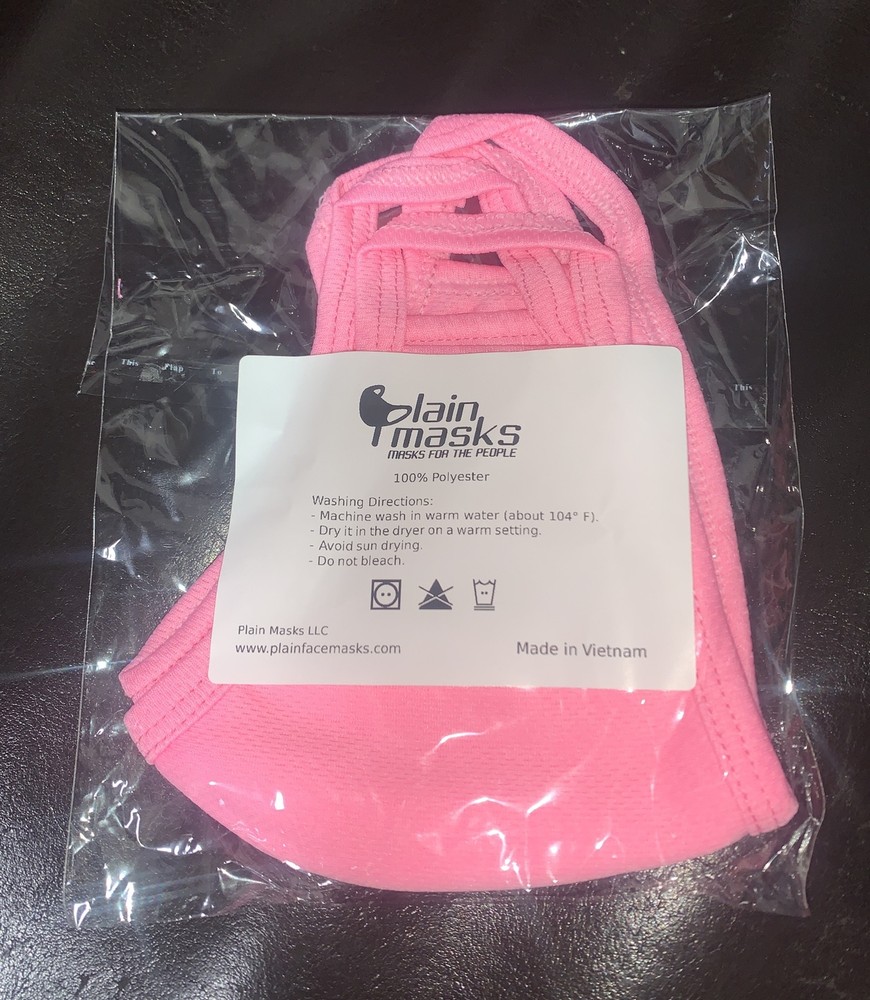 (2) Plain Mask Color Pink 100% Polyester