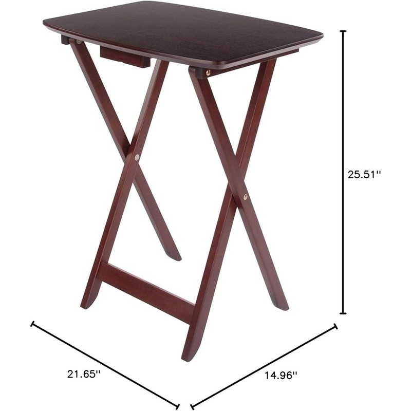 2-Piece Folding Rectangular Table Set Easy Storage Wooden Tables Home Use