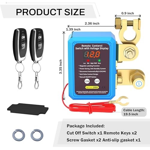 Kill Switch for Car with Led 12V 240A Disconnect Switch with LED Display
